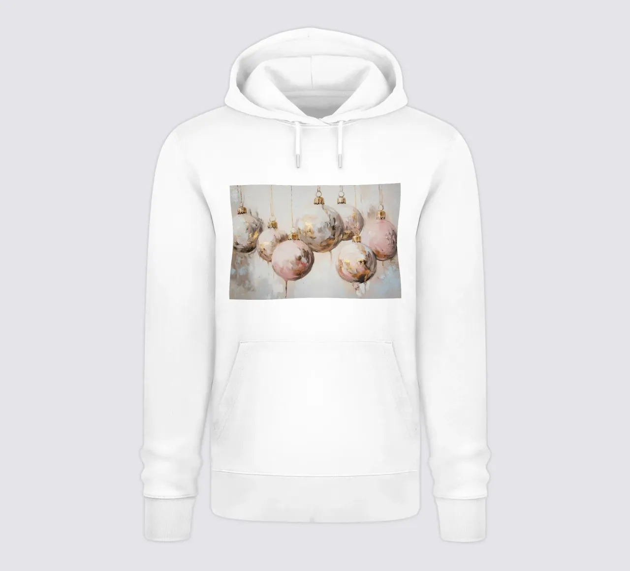 Ornamenti natalizi rosa e oro felpa con cappuccio da Melloi Art Print
