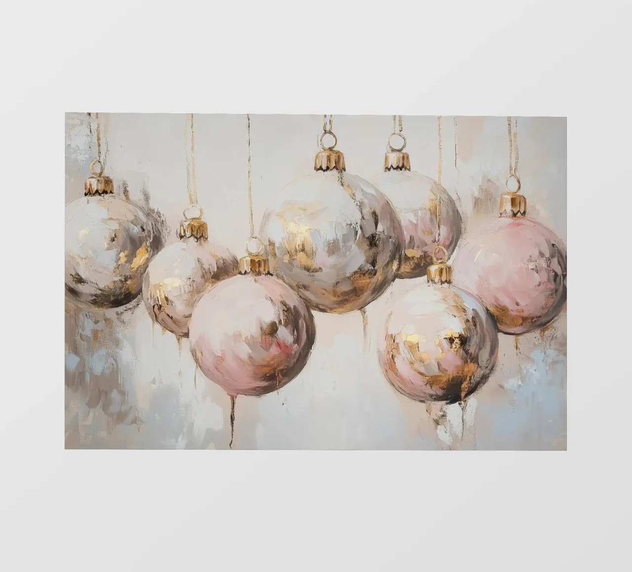 Ornamenti natalizi rosa e oro pellicola backlit da Melloi Art Print