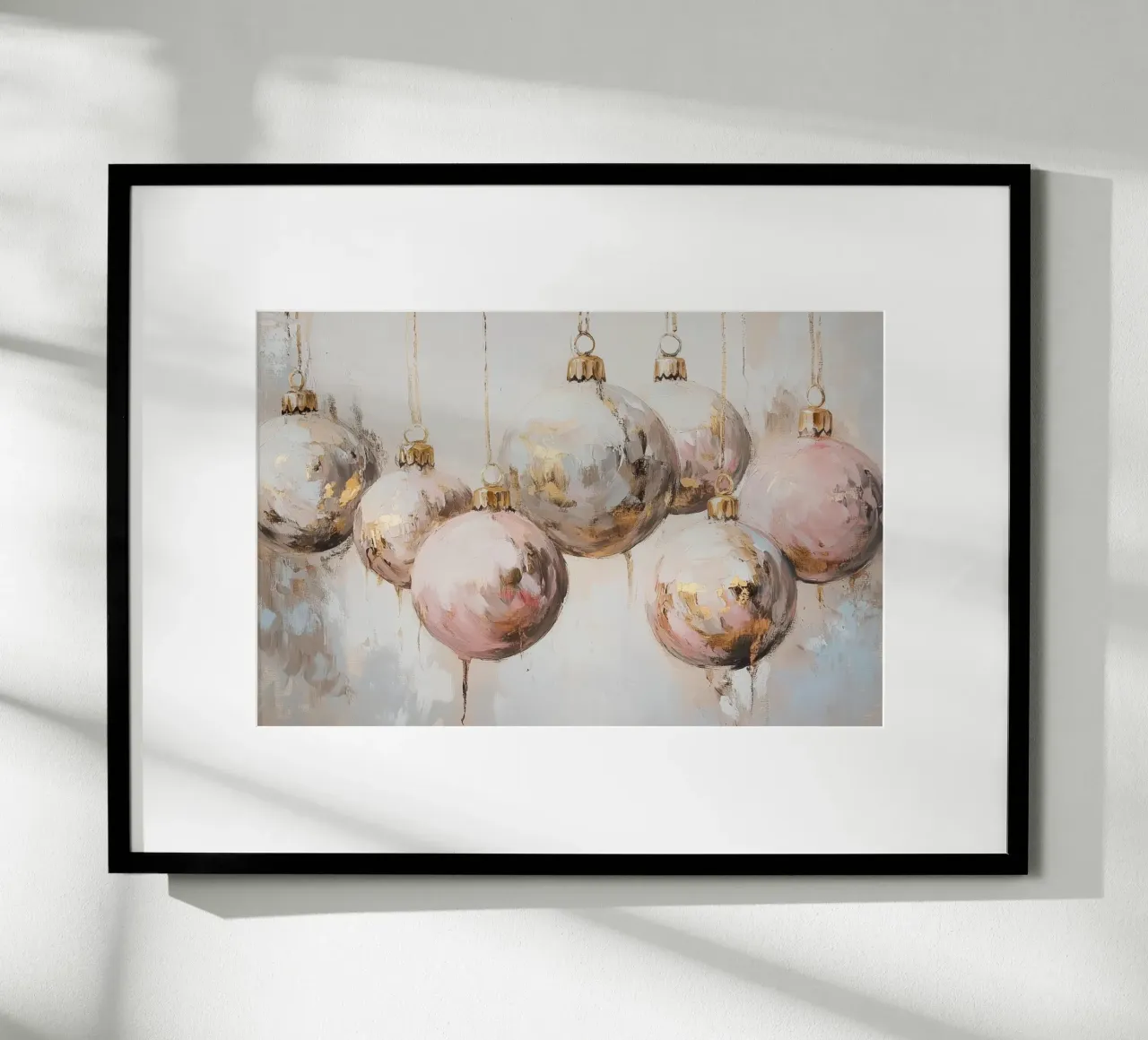 Ornamenti natalizi rosa e oro carta hahnemühle da Melloi Art Print
