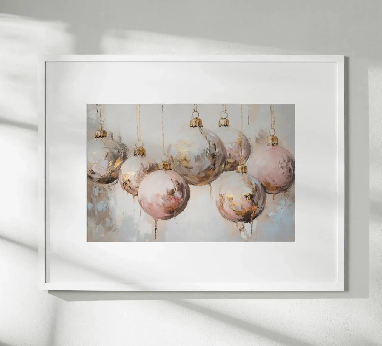 Ornamenti natalizi rosa e oro carta hahnemühle da Melloi Art Print