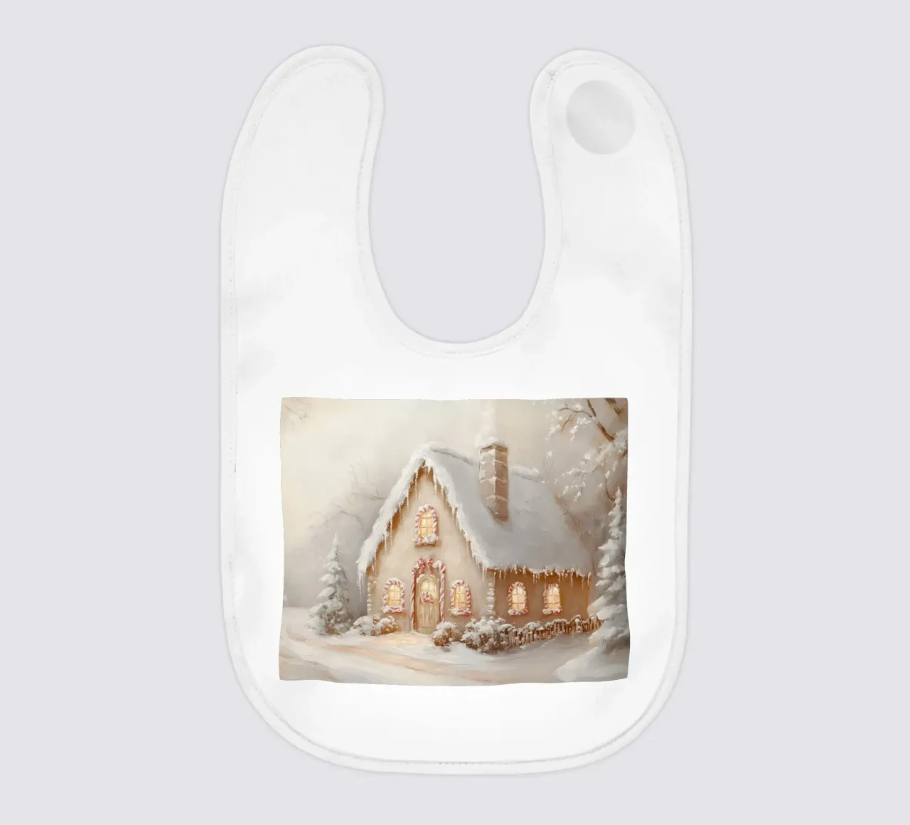 Cottage per le vacanze coperto di neve bavaglino da Melloi Art Print