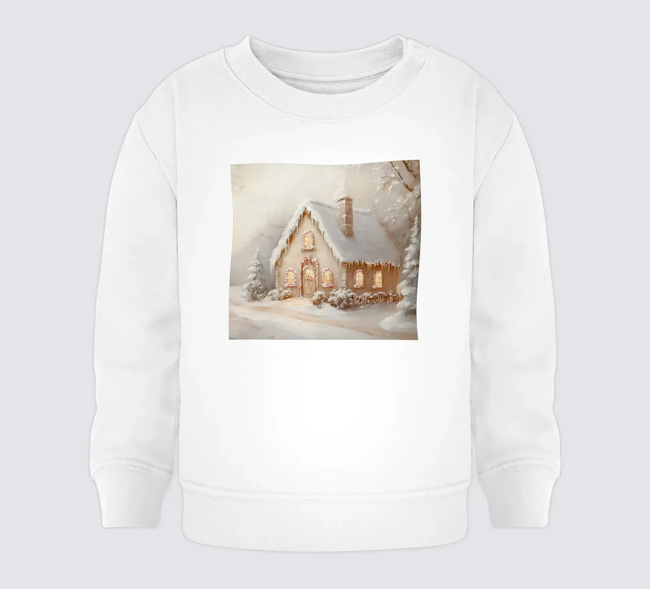 Cottage per le vacanze coperto di neve felpa neonato da Melloi Art Print