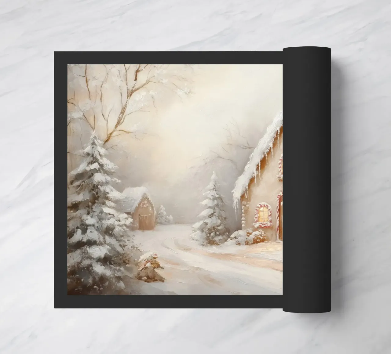Cottage per le vacanze coperto di neve zerbino da Melloi Art Print