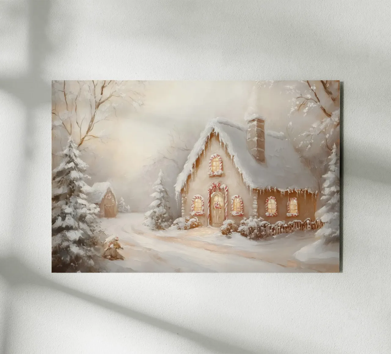 Snow-Covered Holiday Cottage forex plate by Melloi Art Print