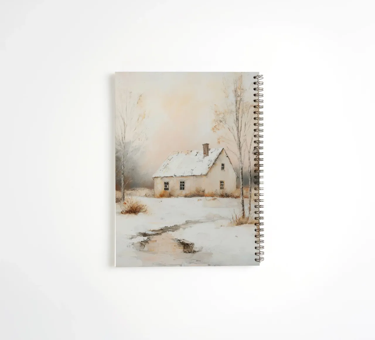 Schneebedecktes Haus in Winterlandschaft Ringbuch von Melloi Art Print