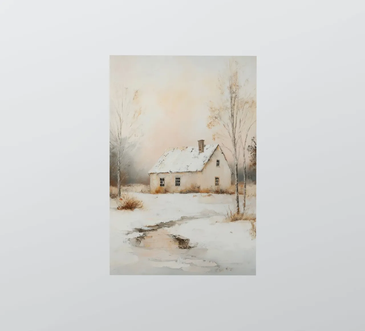 Casa cubierta de nieve en un paisaje invernal pegatina de Melloi Art Print