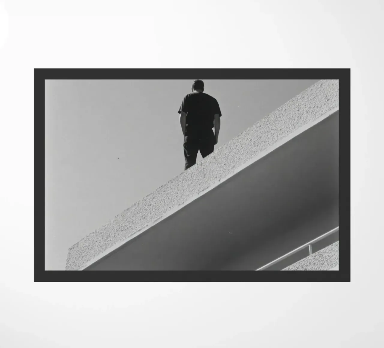 Contemplative solitude doormat by Black & White