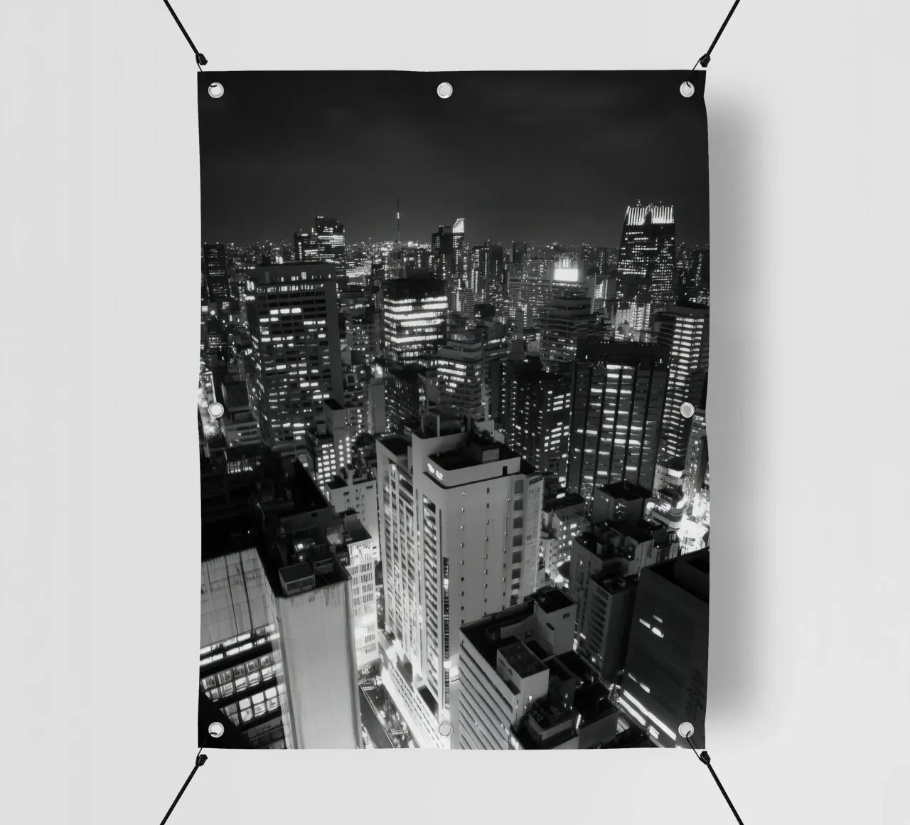 Paesaggio urbano notturno telo in pvc da Black & White