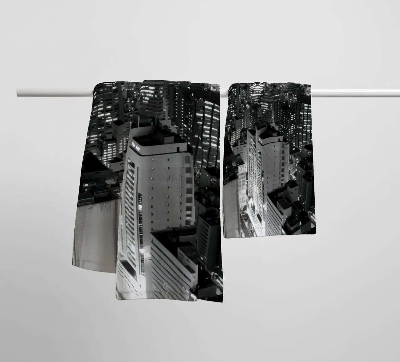 Urban night landscape towel by Black & White