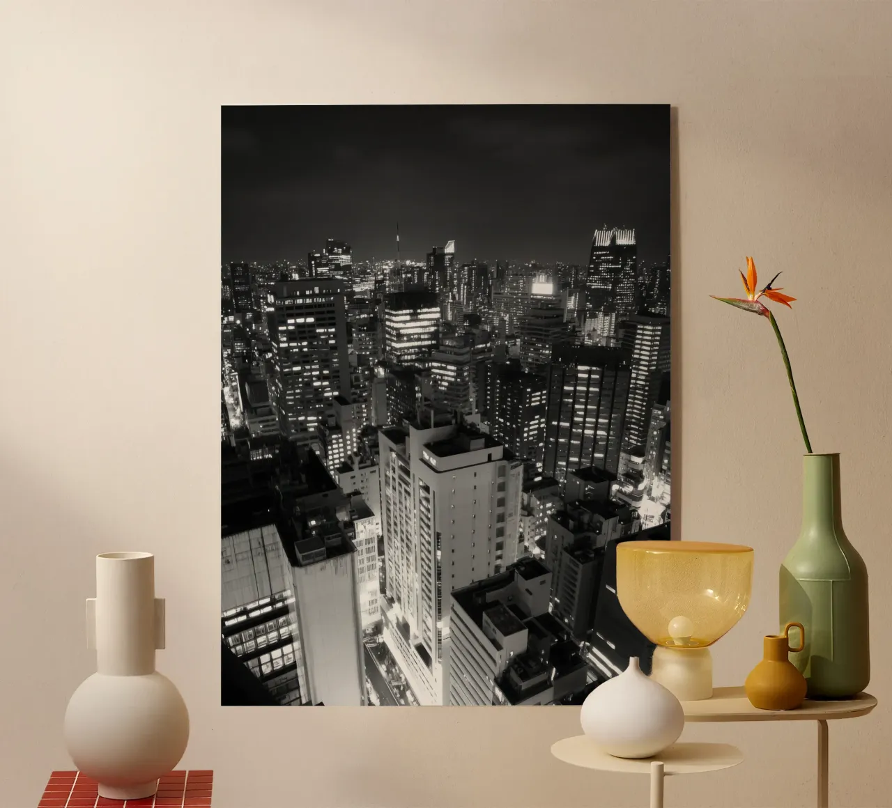 Paisaje urbano nocturno metacrilato de Black & White