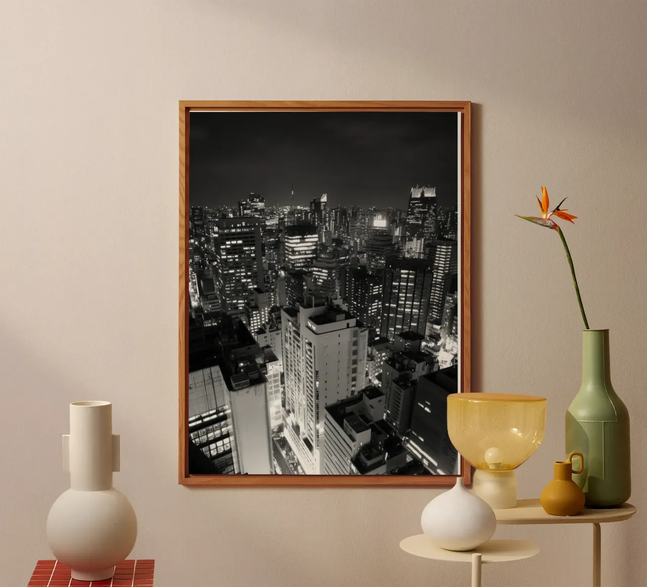 Urban night landscape alu-dibond by Black & White