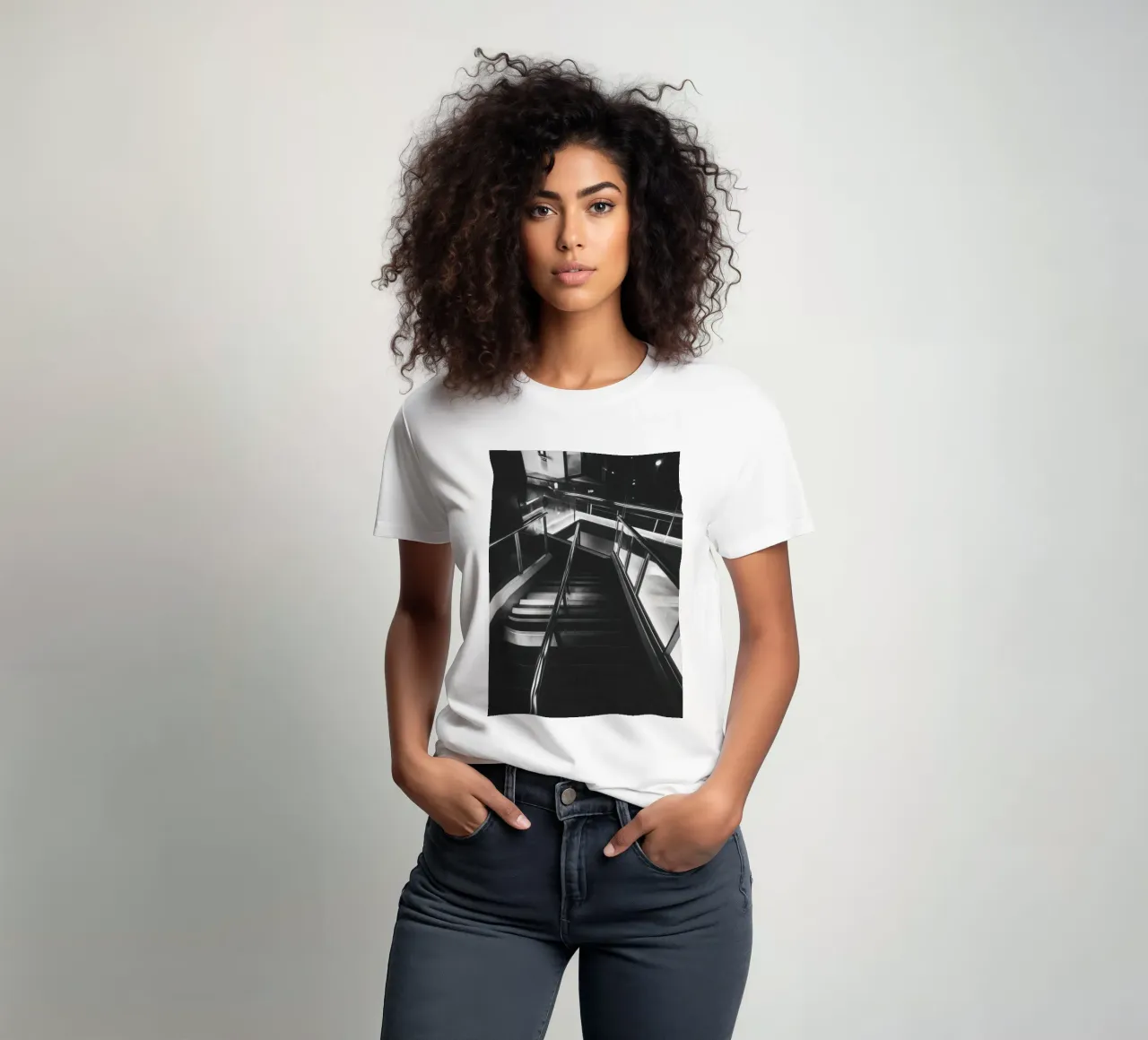 Modern staircase t-shirt by Black & White
