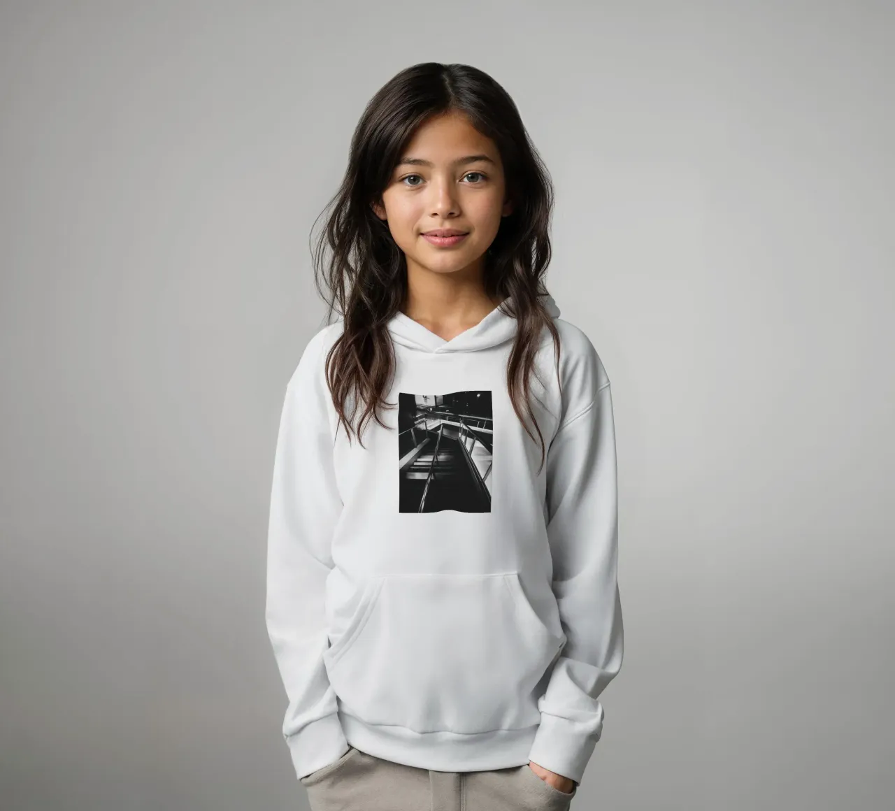 Scala moderna felpa bambino con cappuccio da Black & White