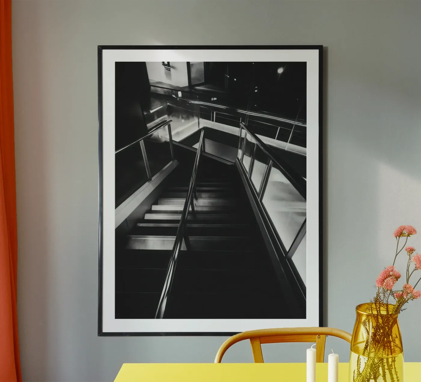 Modern staircase Poster von Black & White
