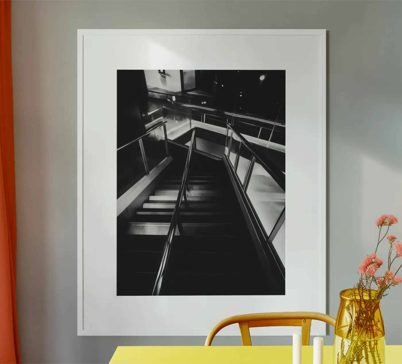 Modern staircase Poster von Black & White