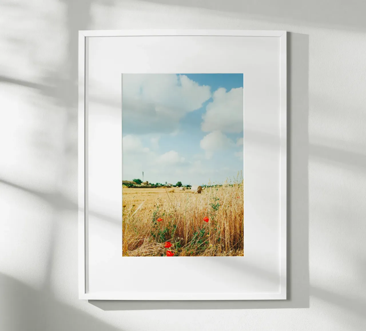 Summer field on Mallorca - hay bales and poppies poster by Bold and Retro