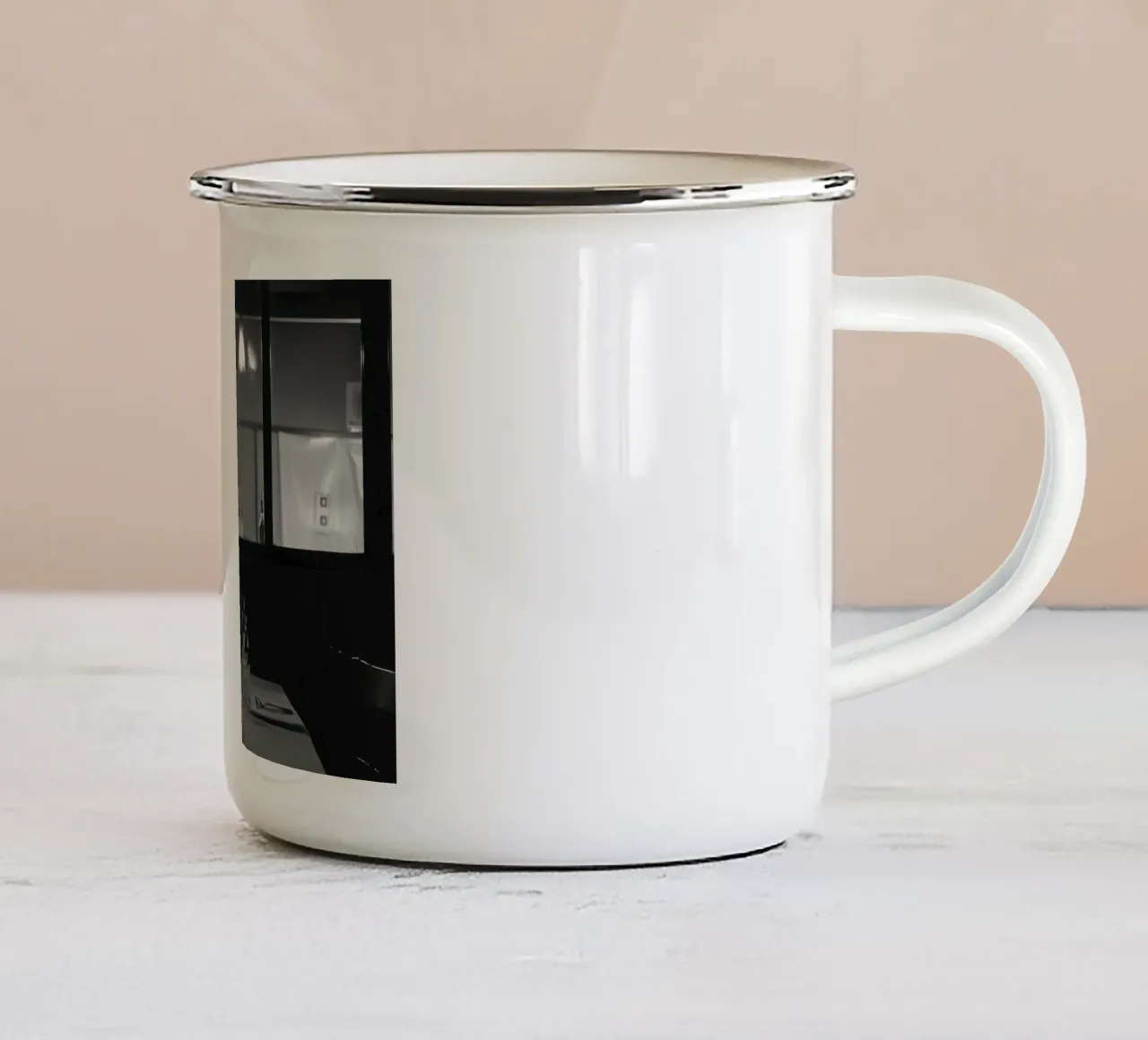 Elegante ristorante in bianco e nero tazza in smalto da Black & White