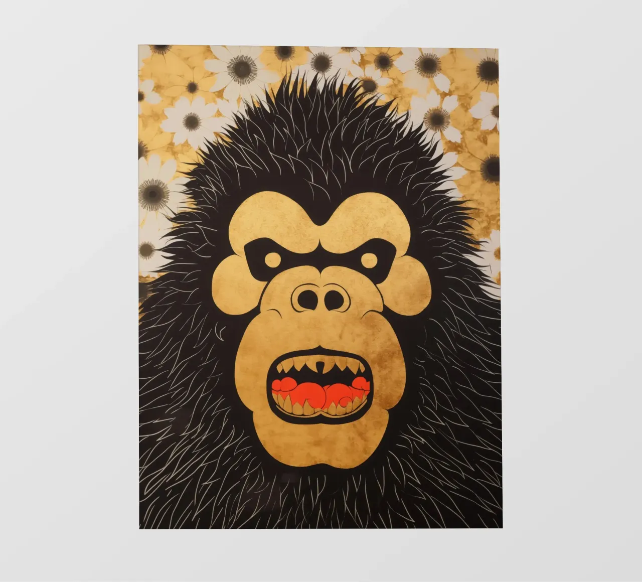 Gorilla d'oro arrabbiato in stile giapponese di tendenza telo in pvc da Autofocus