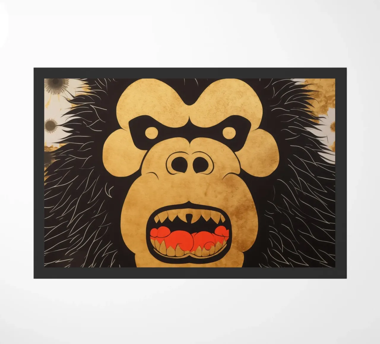 Gorilla d'oro arrabbiato in stile giapponese di tendenza zerbino da Autofocus
