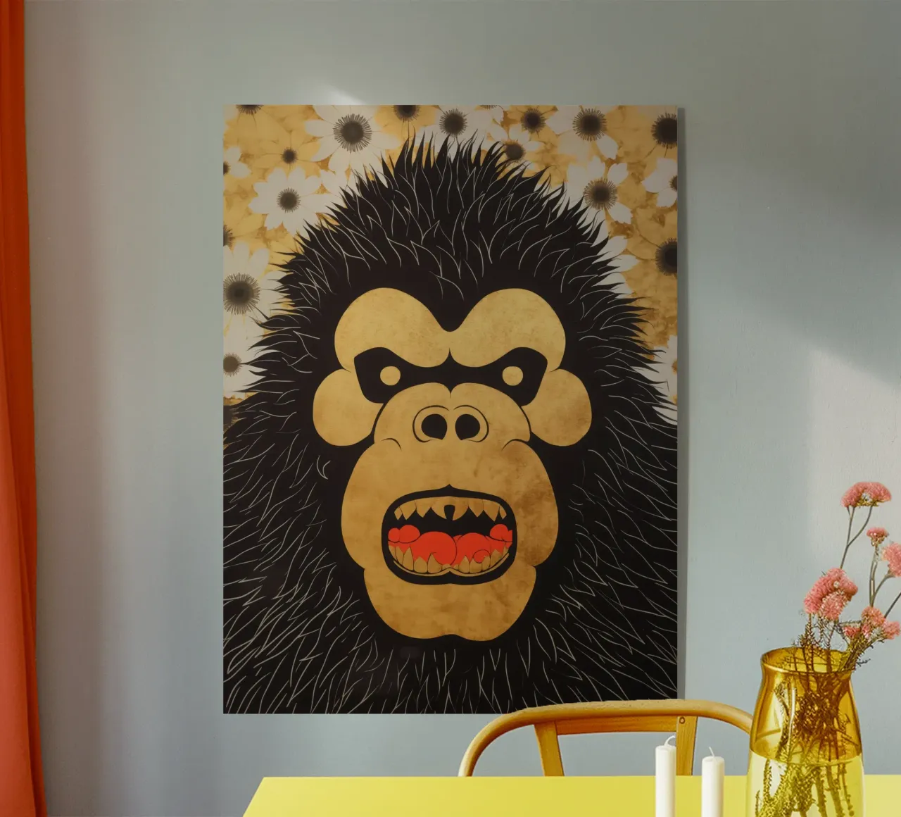 Gorilla d'oro arrabbiato in stile giapponese di tendenza plexiglass da Autofocus
