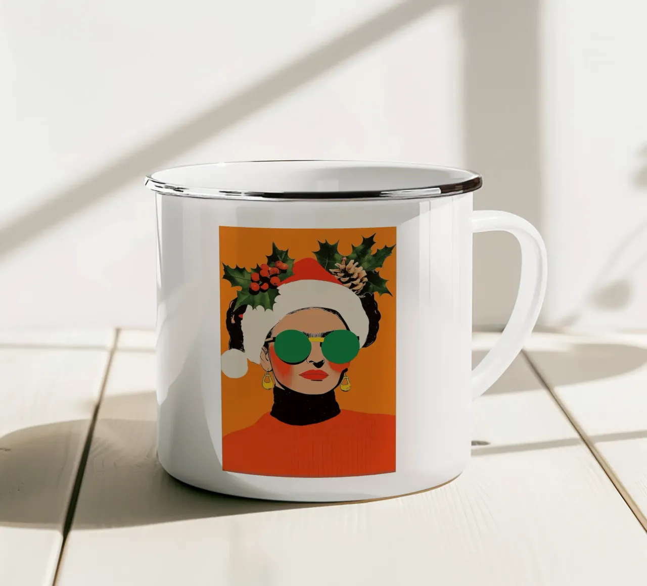 Christmas Frida tazza in smalto da treechild