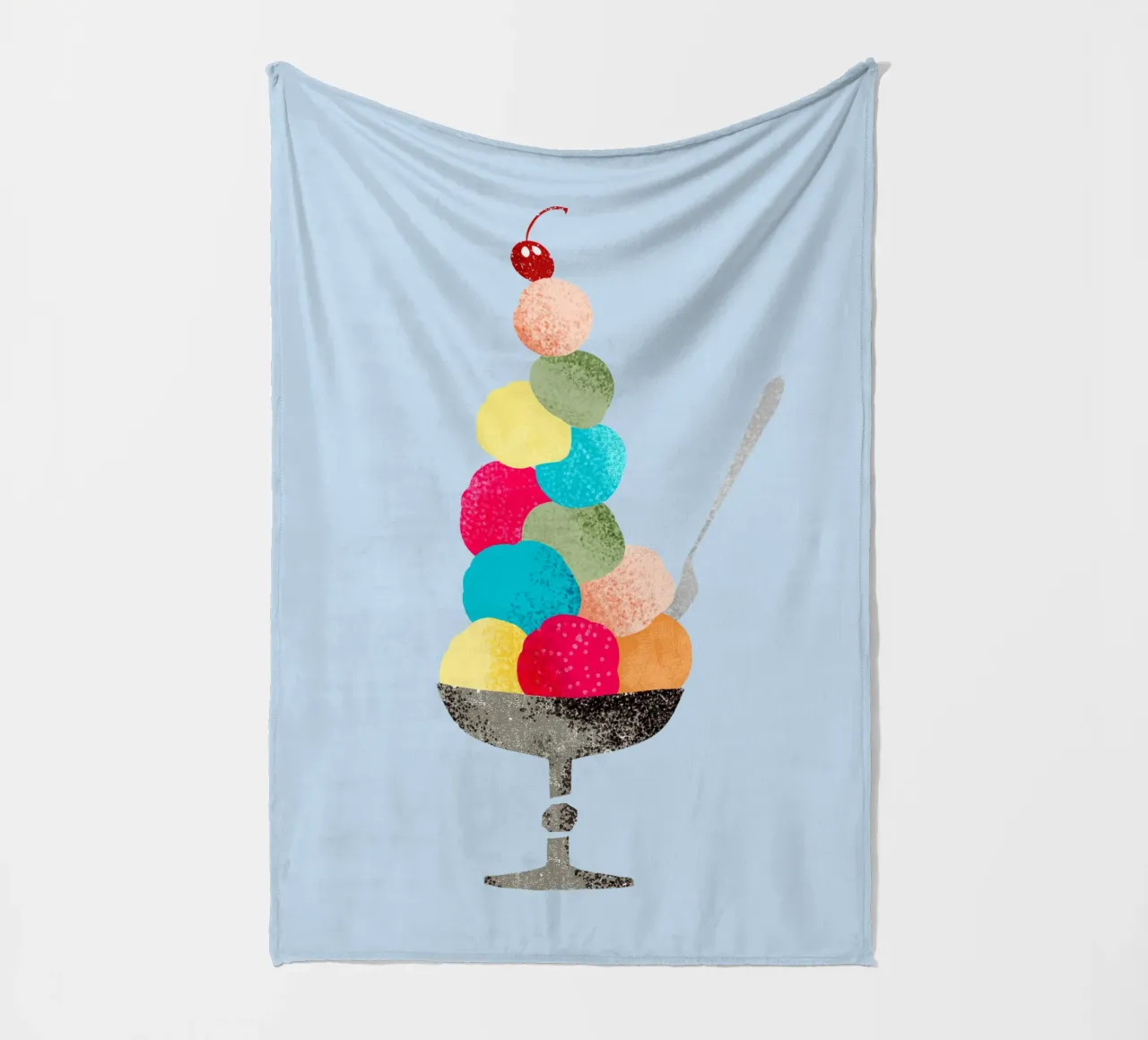 Sundae nostalgico in stile illustrazione di libri per bambini degli anni '60 coperta in pile da DYDesign