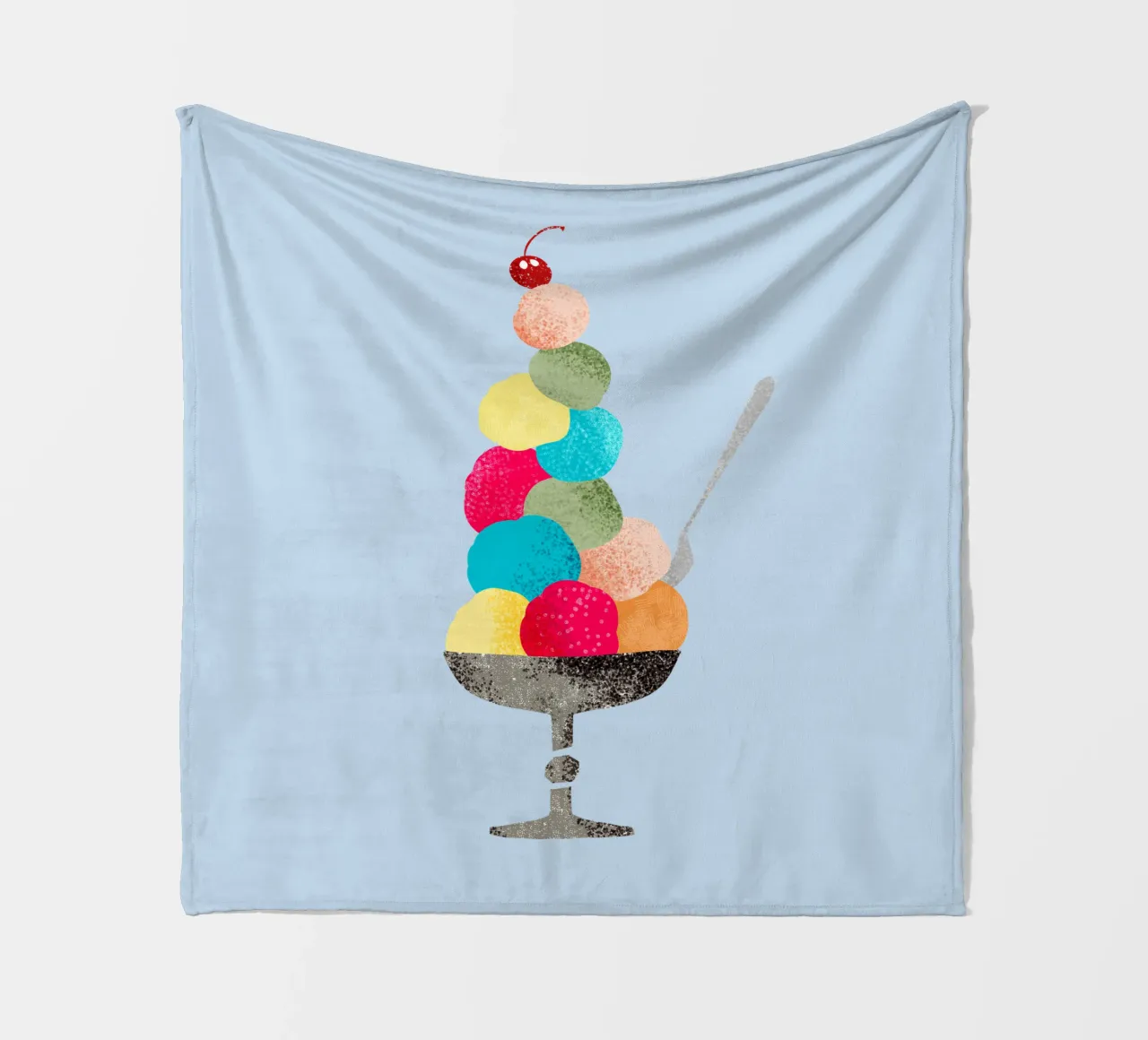 Sundae nostalgico in stile illustrazione di libri per bambini degli anni '60 coperta in pile da DYDesign