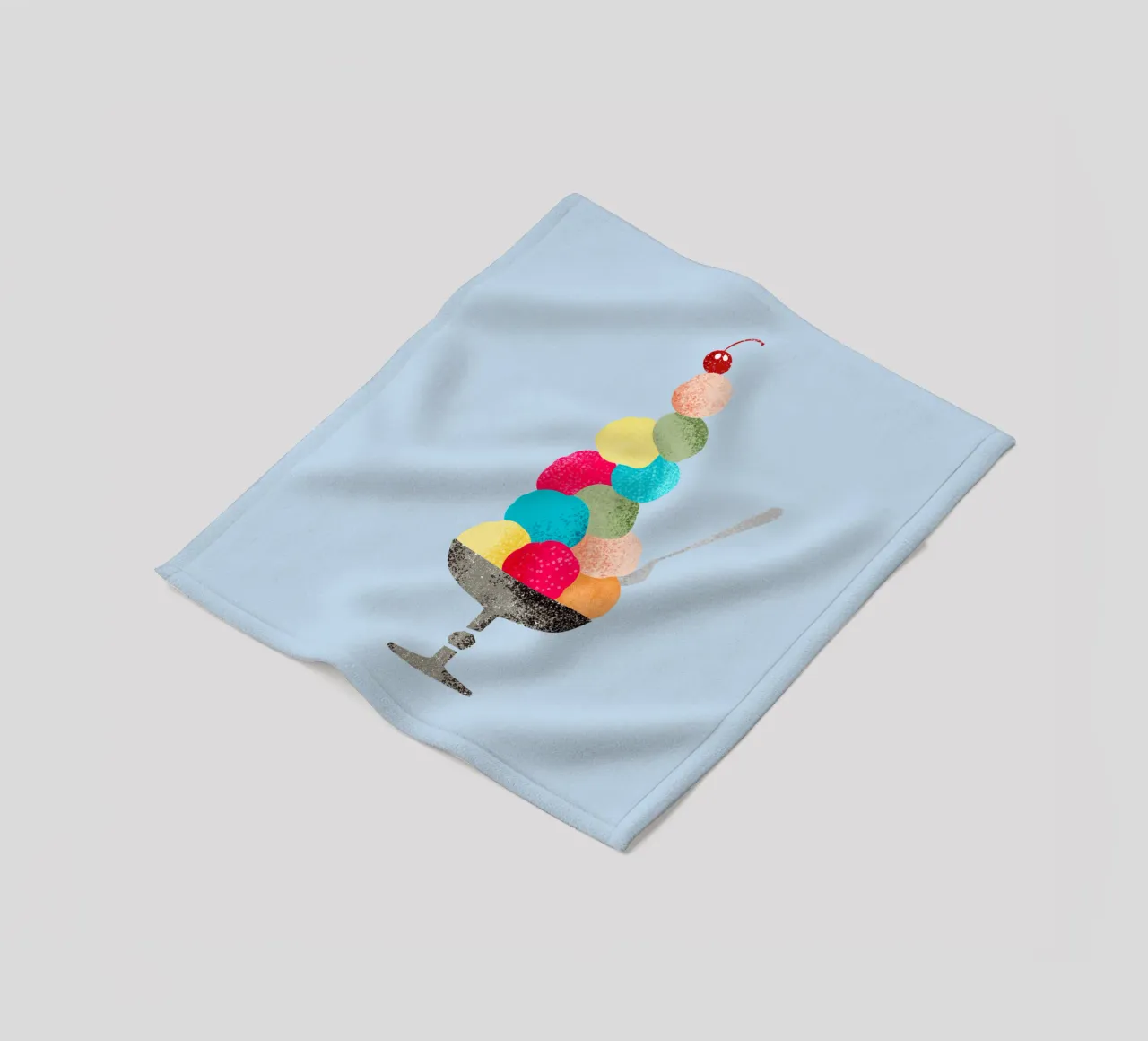 Sundae nostalgico in stile illustrazione di libri per bambini degli anni '60 coperta in pile da DYDesign