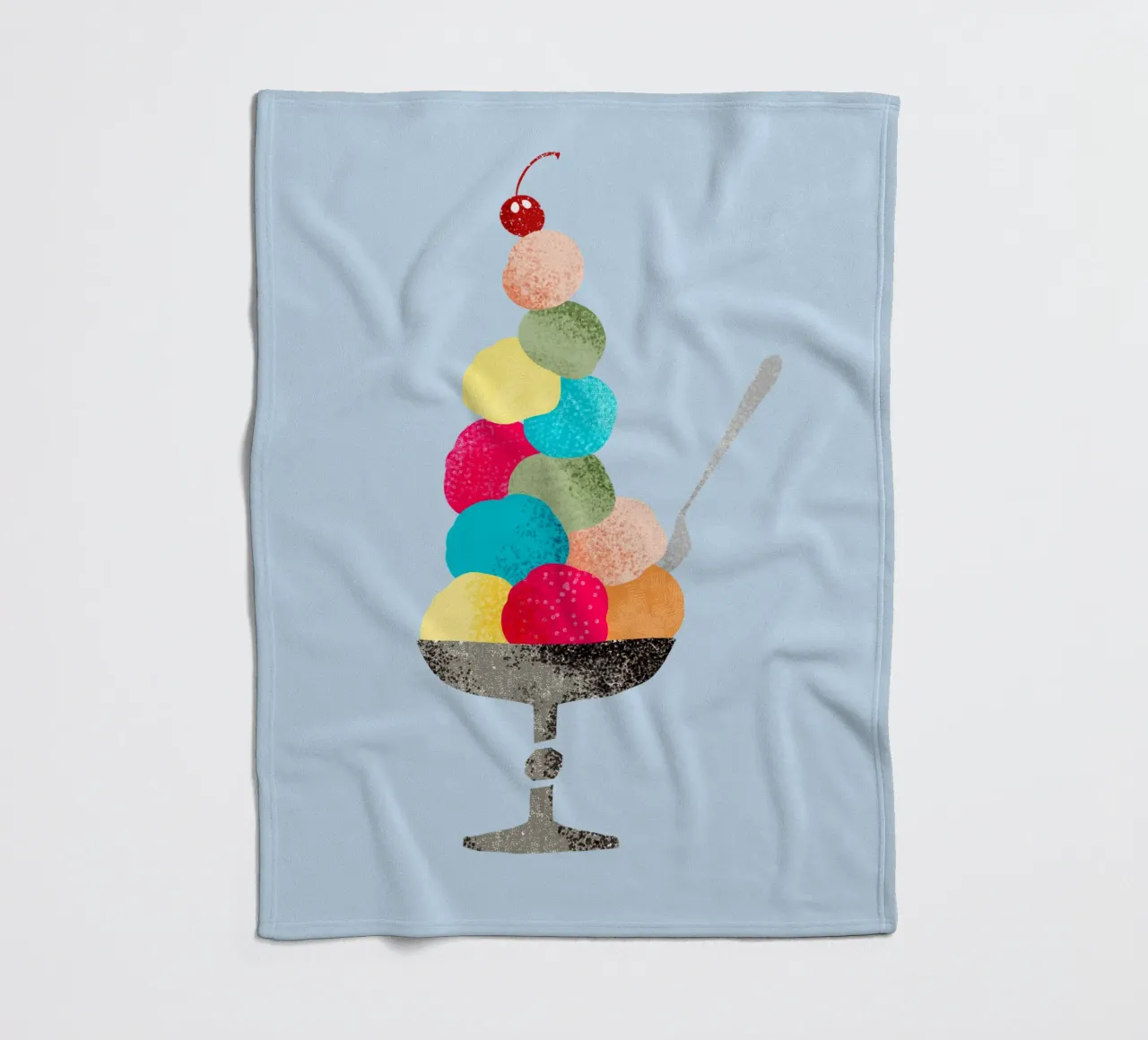 Sundae nostalgico in stile illustrazione di libri per bambini degli anni '60 coperta in pile da DYDesign