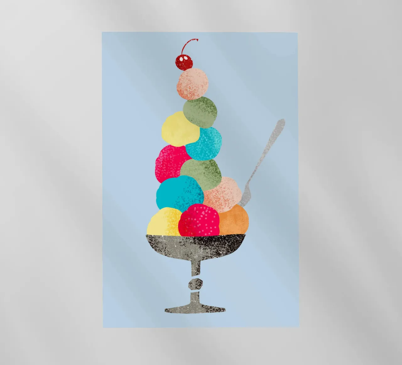 Sundae nostalgico in stile illustrazione di libri per bambini degli anni '60 pellicola backlit da DYDesign