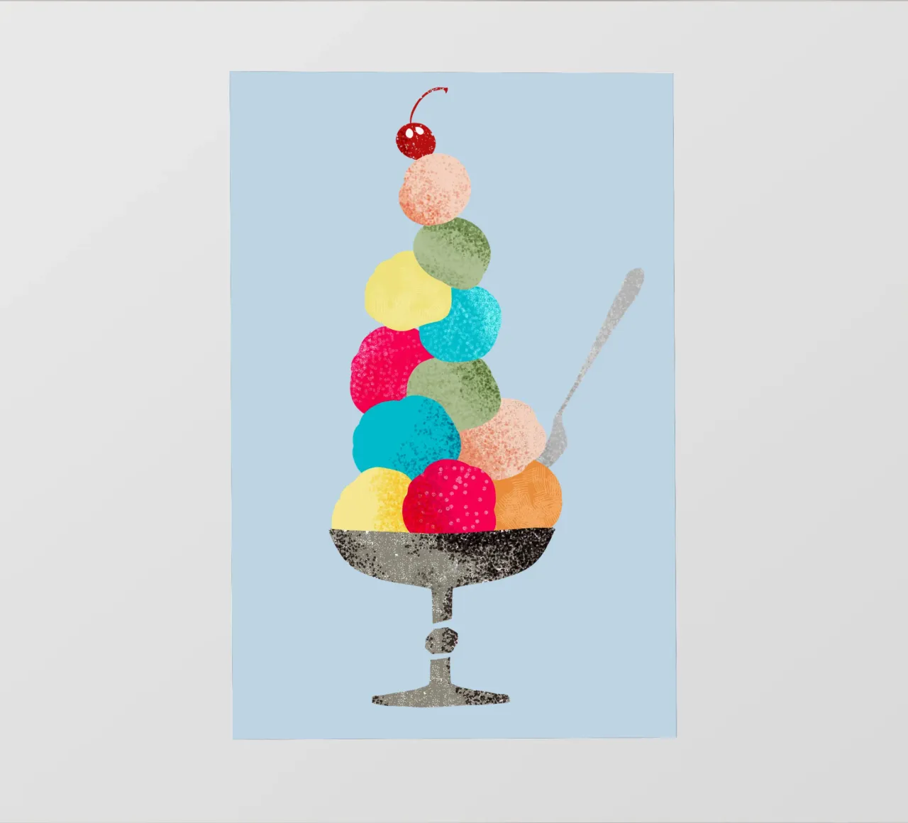 Sundae nostalgico in stile illustrazione di libri per bambini degli anni '60 telo in pvc da DYDesign