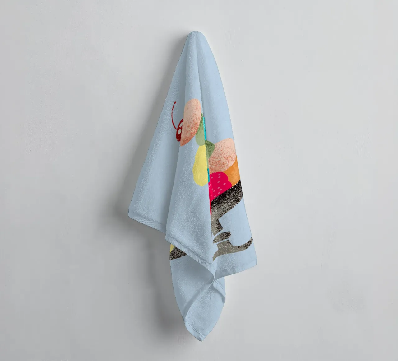 Nostalgic sundae in 60s children's book illustration style towel by DYDesign