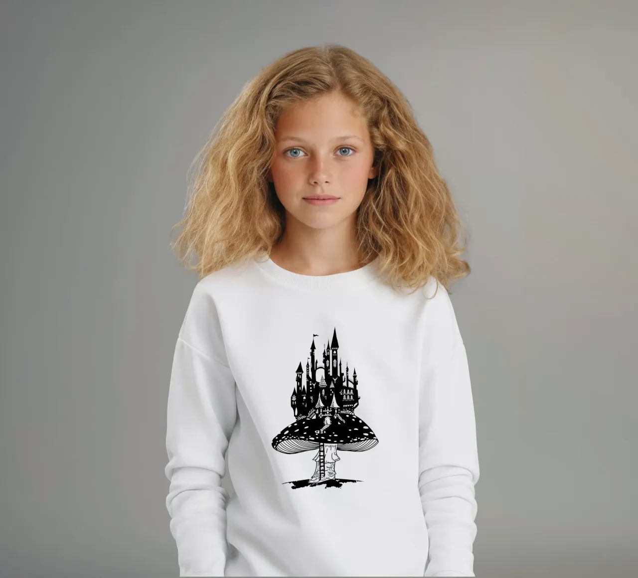 Toadstool with lock in black and white kids sweatshirt by DYDesign