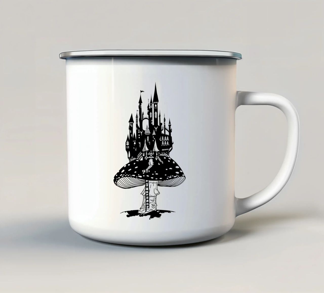 Rospo con serratura in bianco e nero tazza in smalto da DYDesign