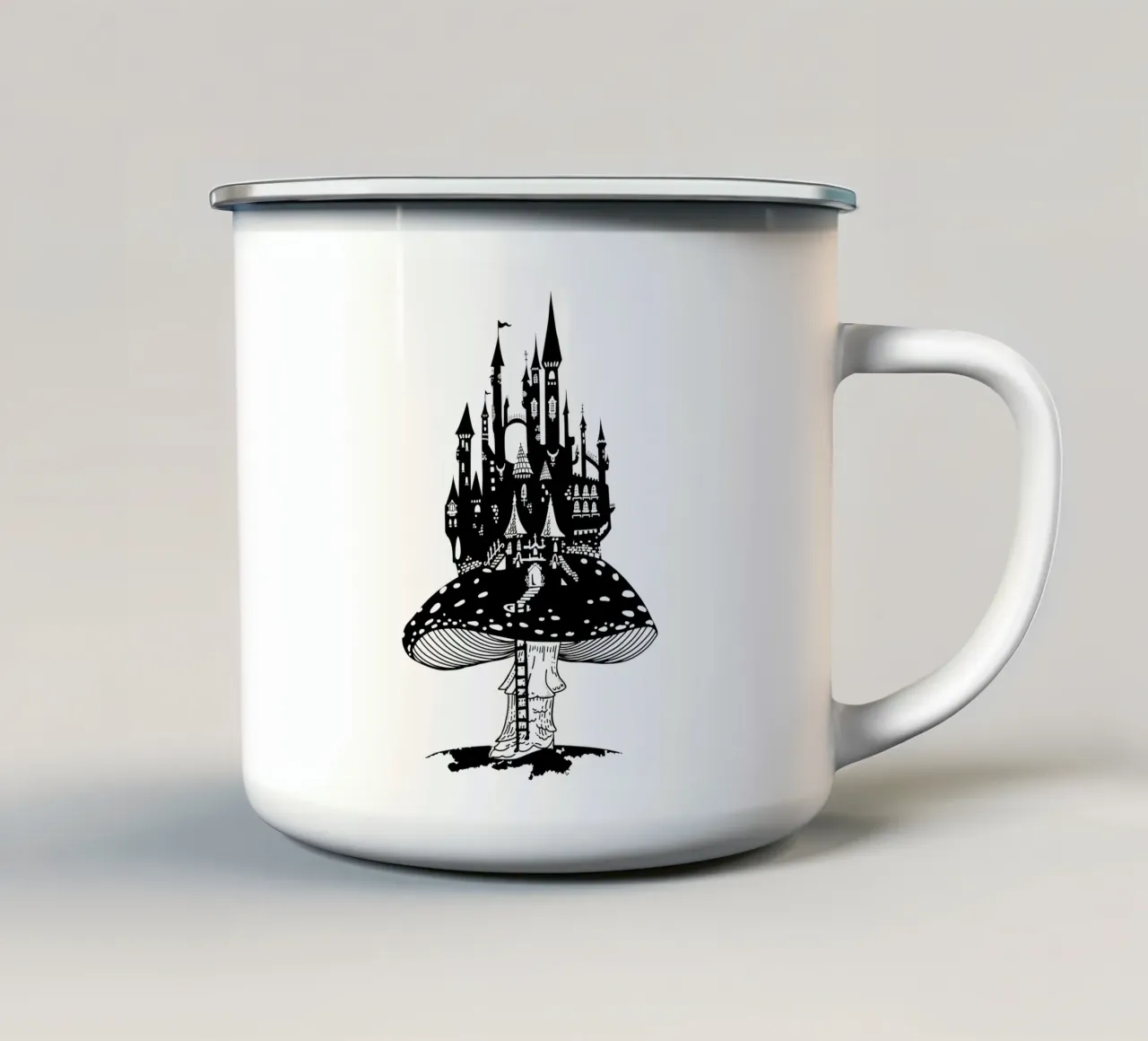 Rospo con serratura in bianco e nero tazza in smalto da DYDesign