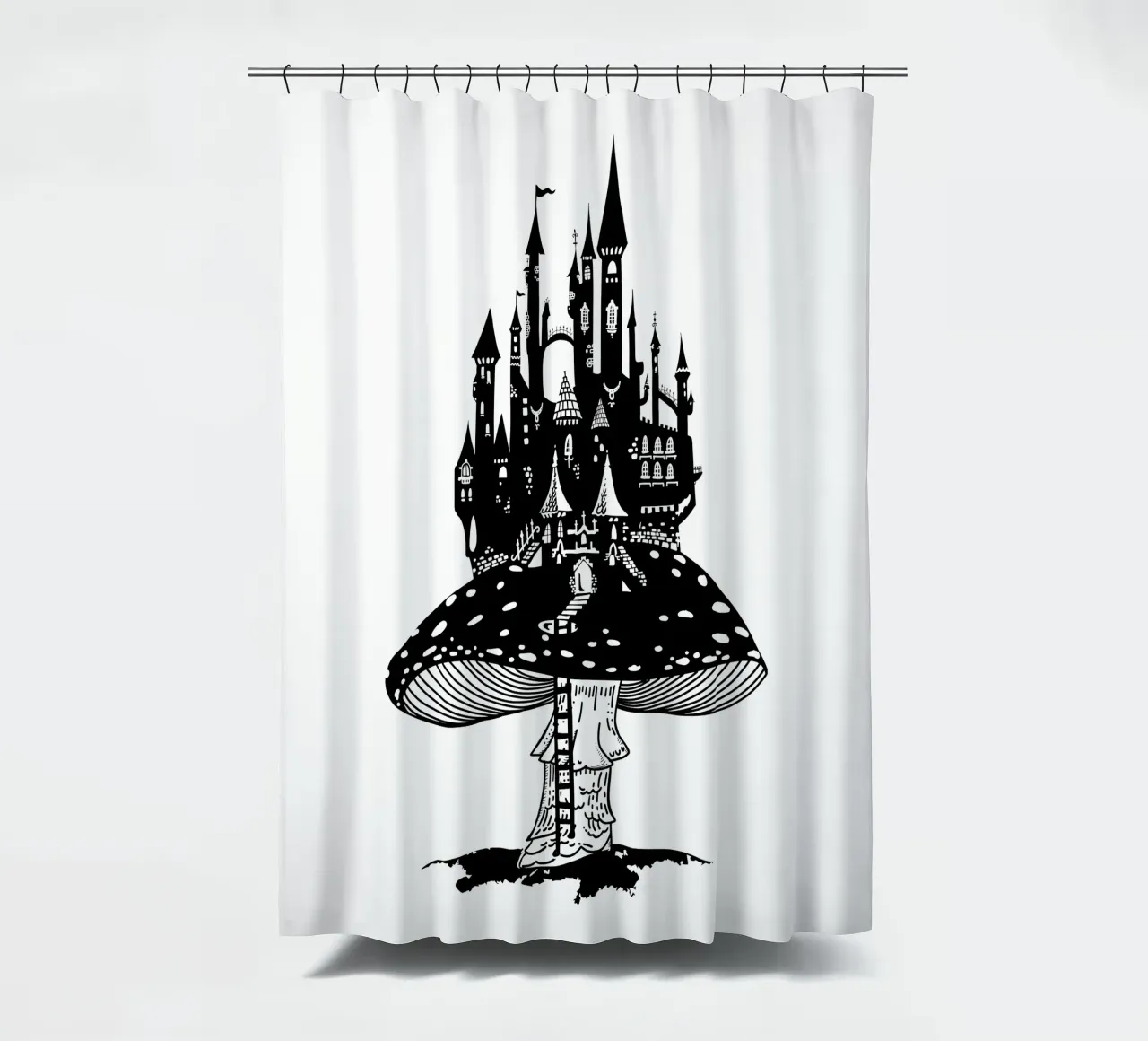 Agrippe-mouches avec château en noir et blanc rideau de douche de DYDesign