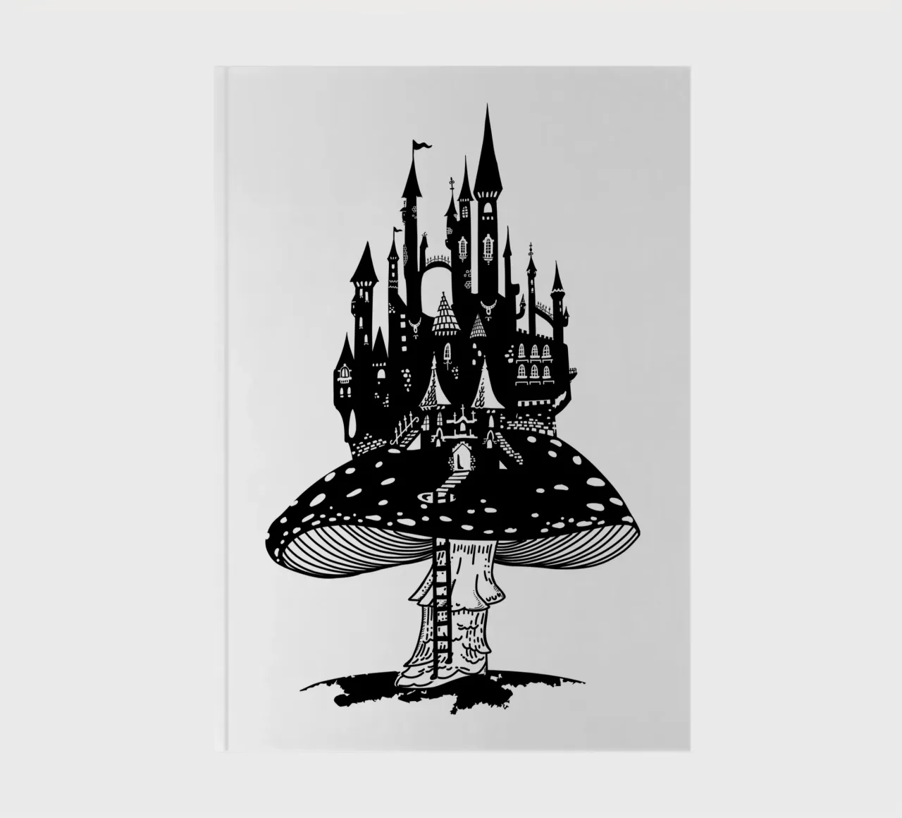 Toadstool with lock in black and white notebook by DYDesign