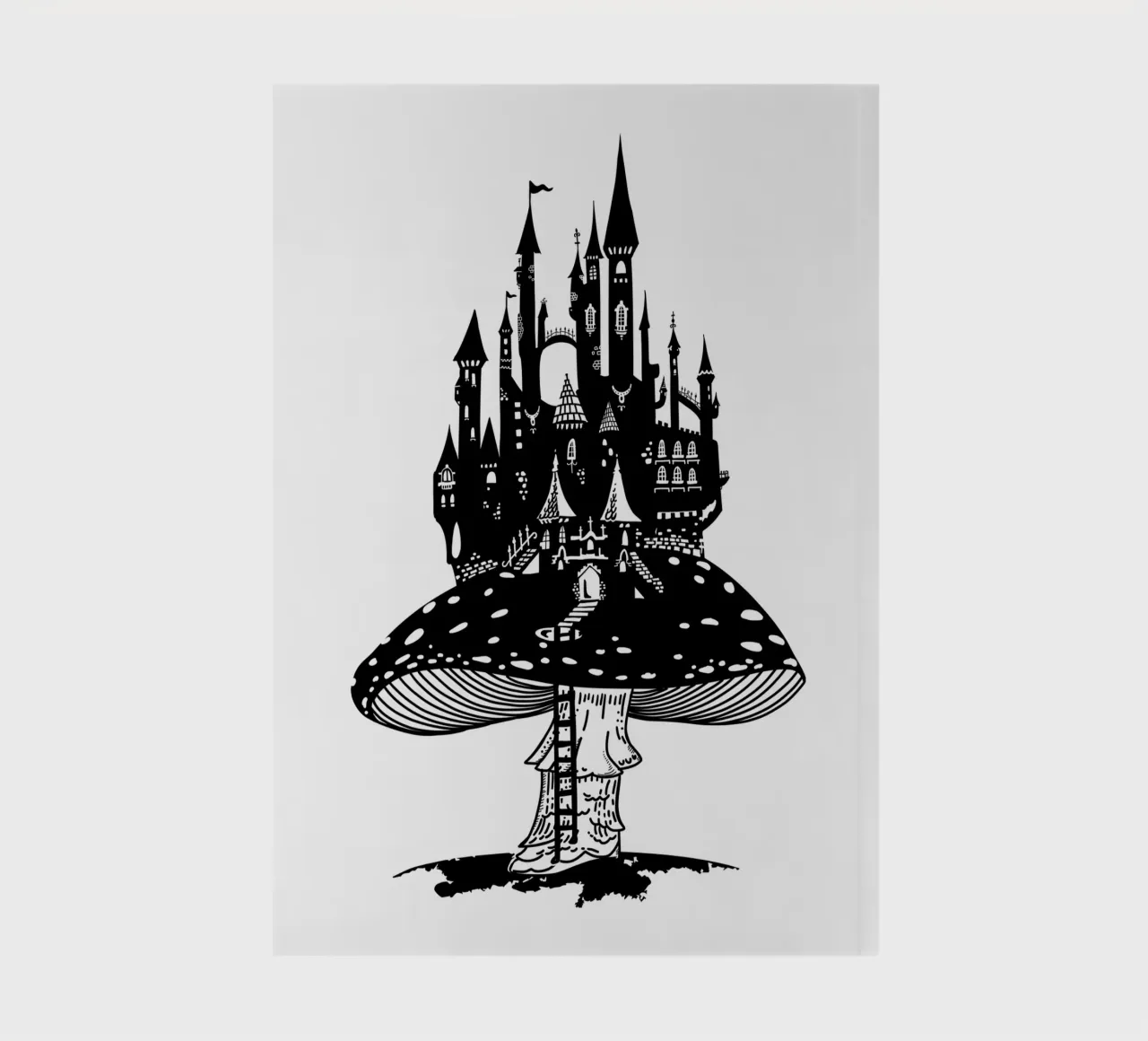 Toadstool with lock in black and white notebook by DYDesign