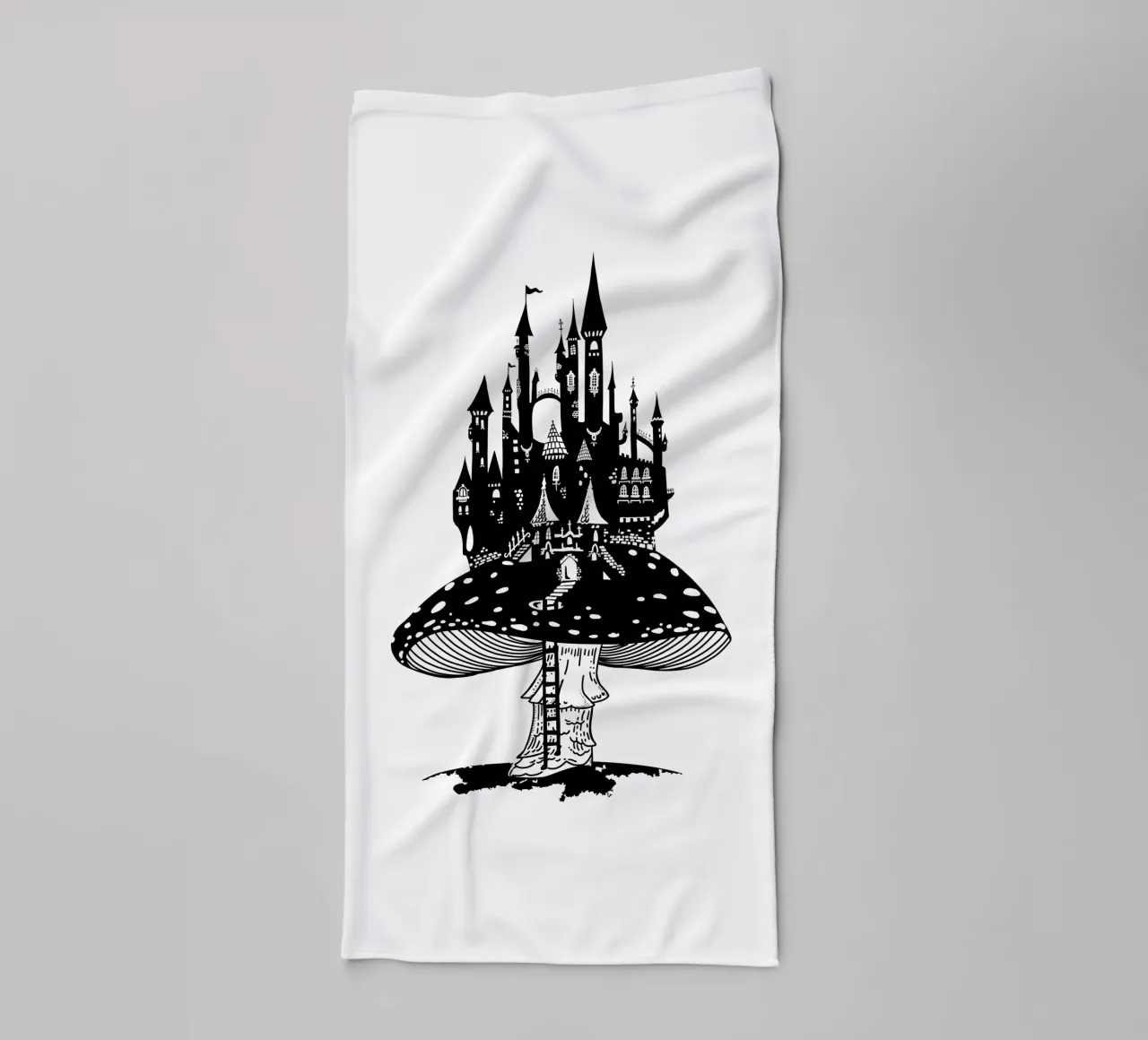 Toadstool with lock in black and white towel by DYDesign