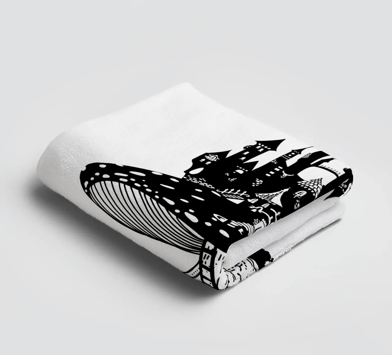 Toadstool with lock in black and white towel by DYDesign