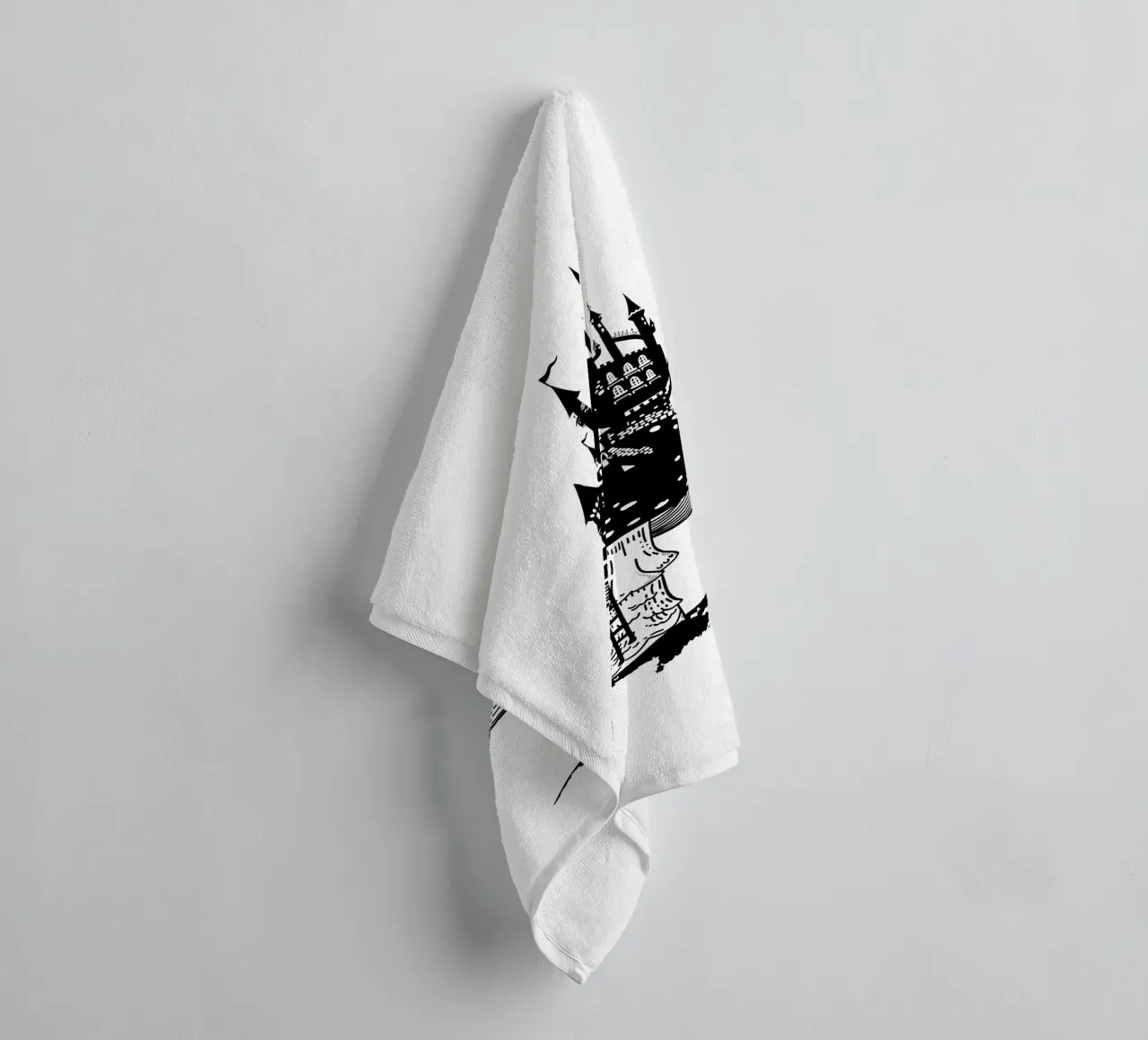 Toadstool with lock in black and white towel by DYDesign