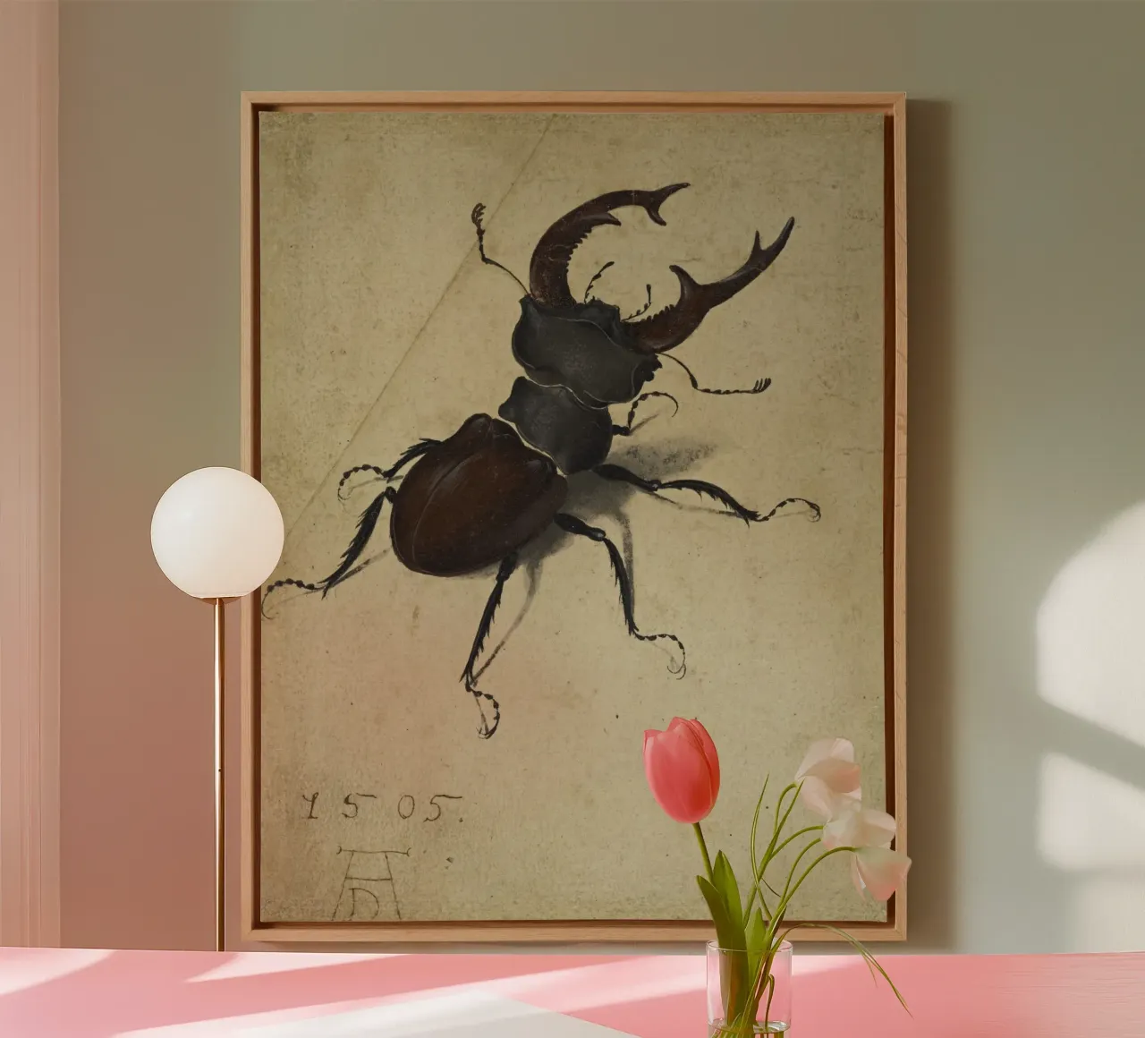 Albrecht Dürer - Stag Beetle canvas with Floater frame by ARTOTHEK