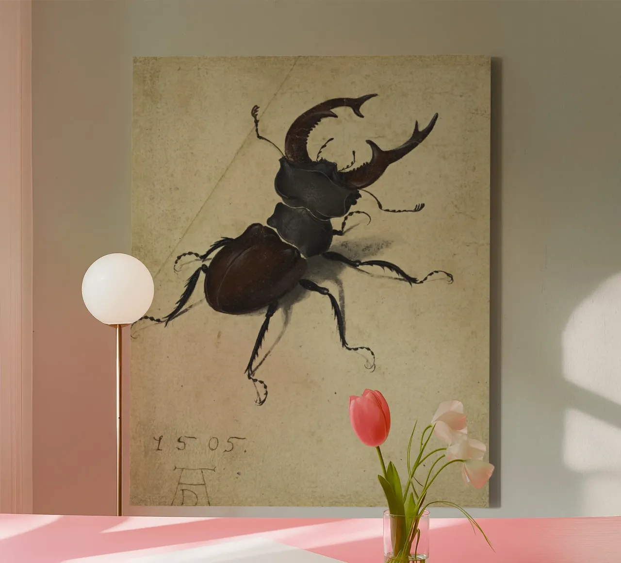 Albrecht Dürer - Stag Beetle canvas with Floater frame by ARTOTHEK