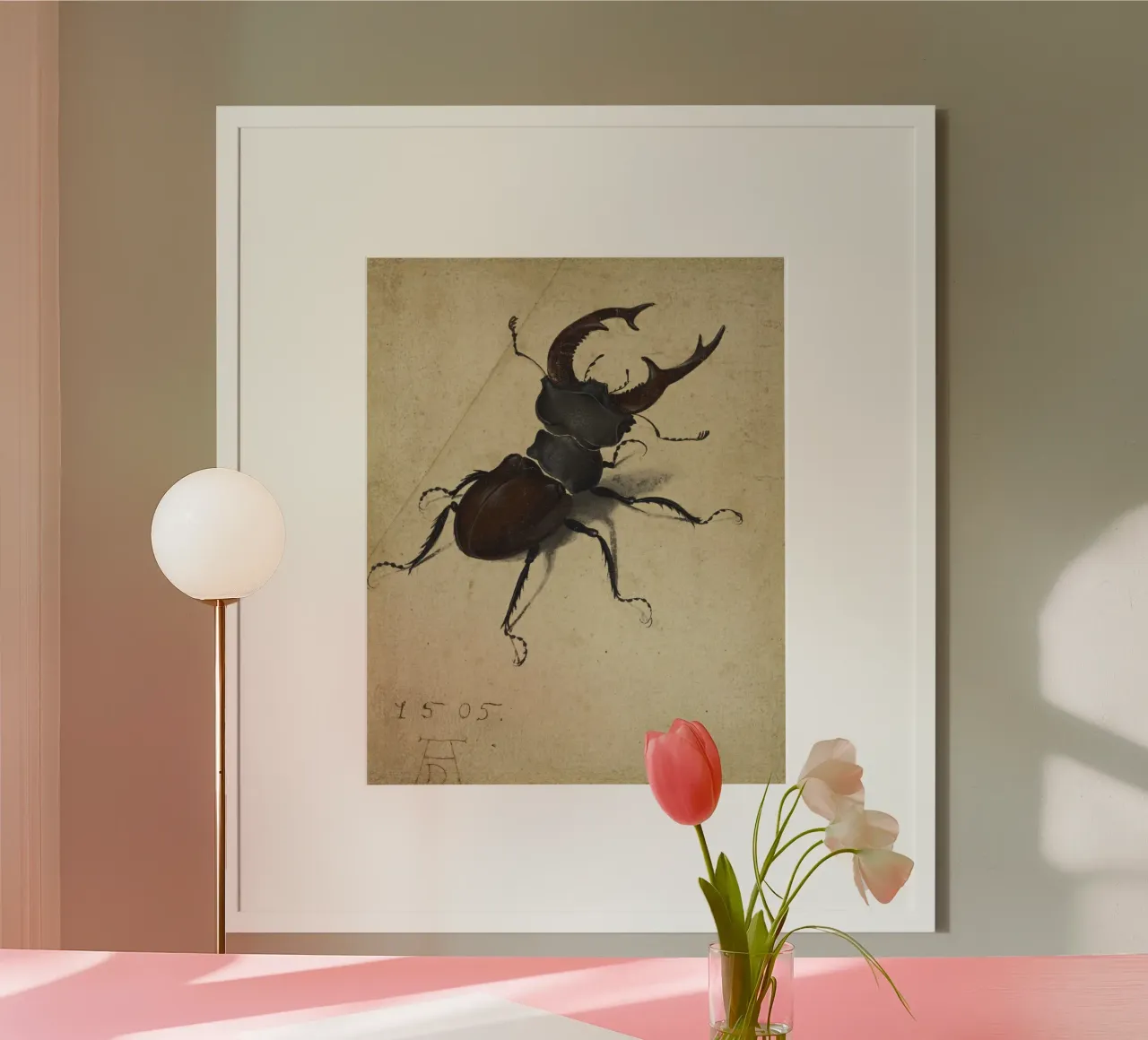 Albrecht Dürer - Cervo scarabeo poster con telaio in alluminio da ARTOTHEK