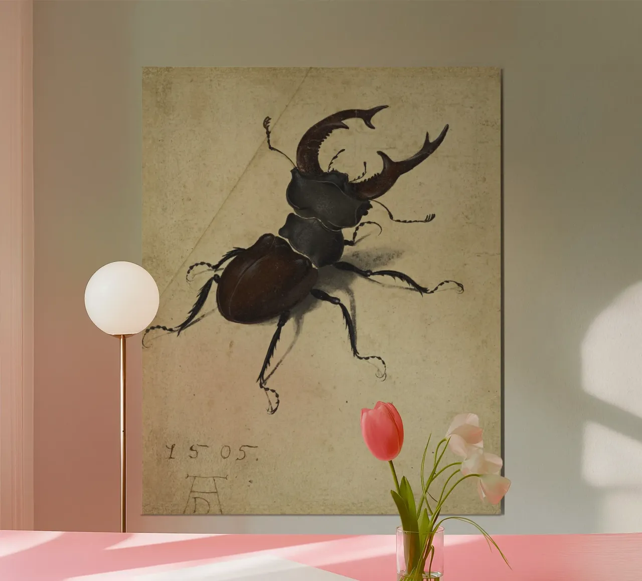 Albrecht Dürer - Cervo scarabeo poster con telaio in alluminio da ARTOTHEK