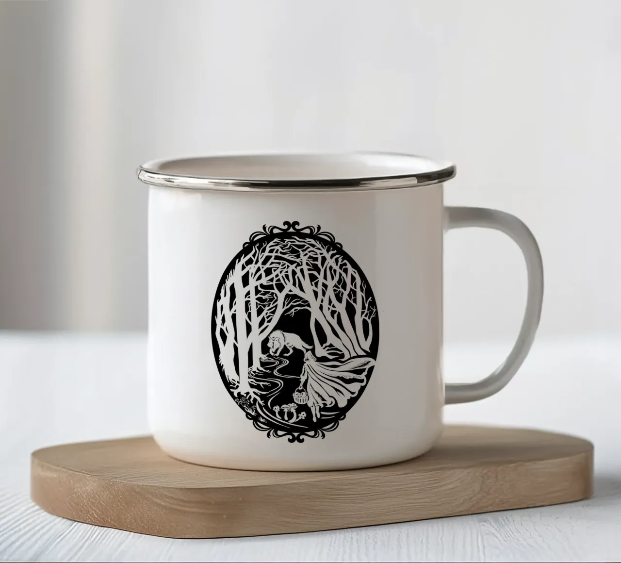 Cappuccetto Rosso e il lupo cattivo tazza in smalto da DYDesign