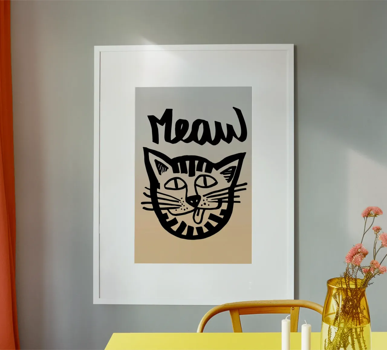 Meaw poster con telaio in legno da Vasare Nar