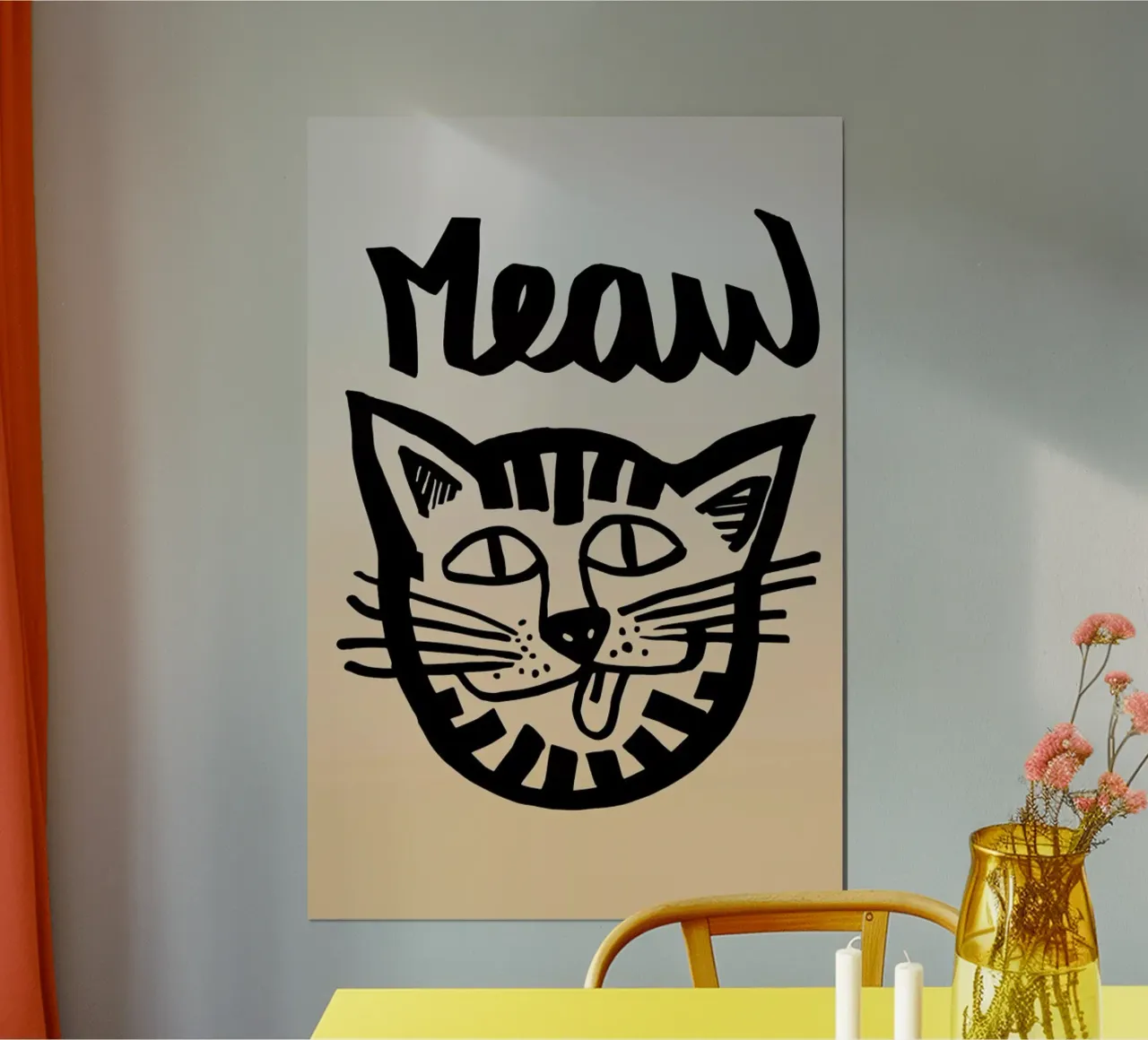Meaw poster con telaio in legno da Vasare Nar