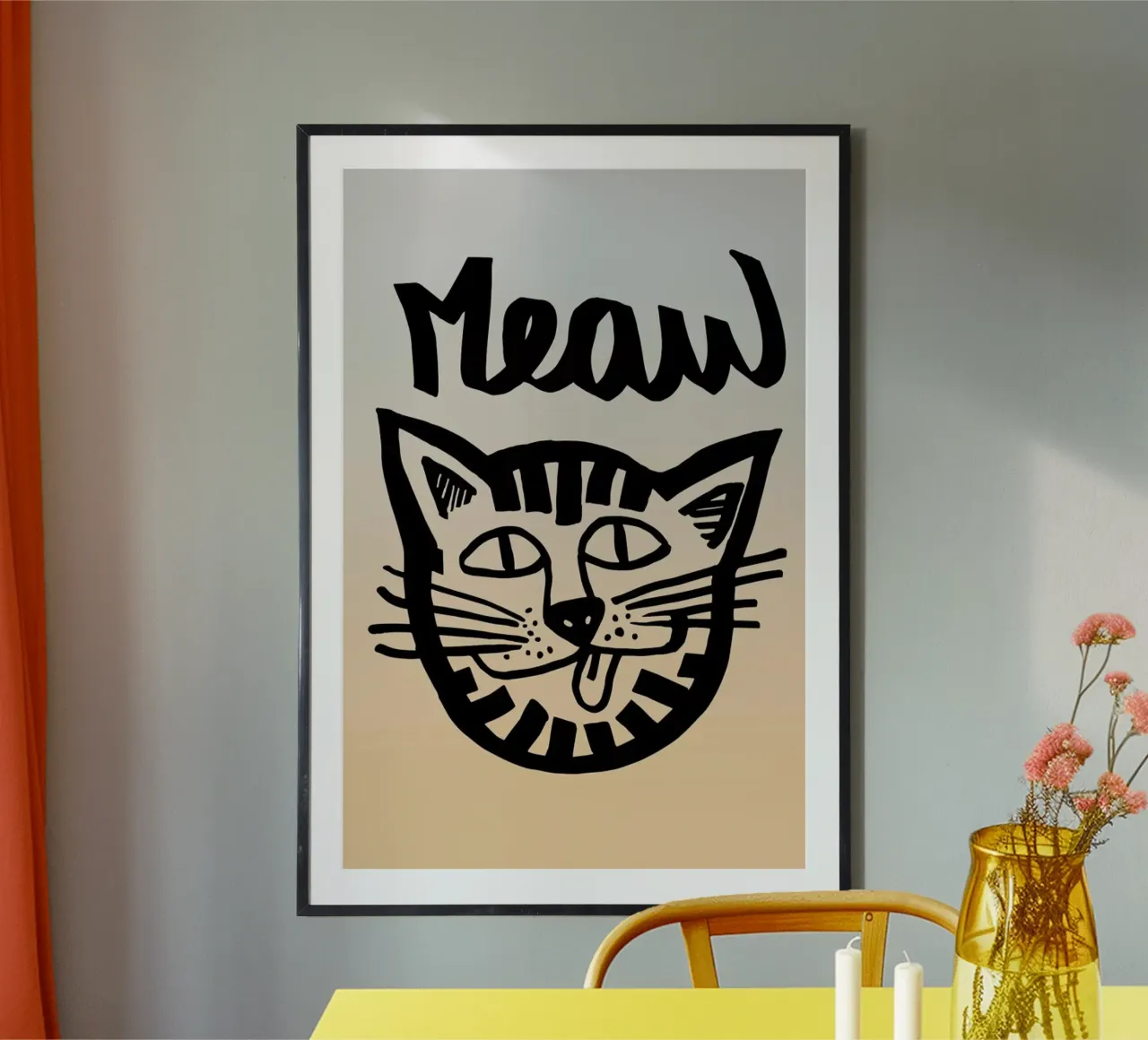 Meaw poster con telaio in legno da Vasare Nar