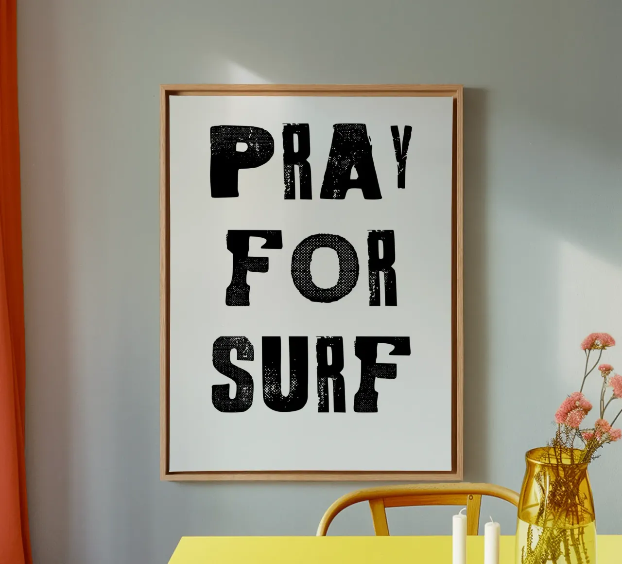 pray for surf canvas met Baklijst van ramosashop